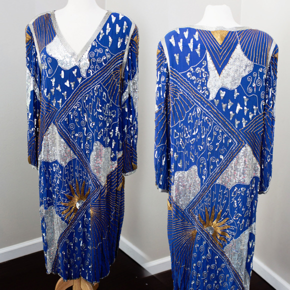 Judith Ann Plus Dresses & Skirts - Vintage Judith Ann Plus Sequin silk dress